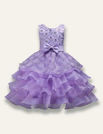 Bowtie Fluffy Studded Sequin Princess Party Dress - Mini Taylor